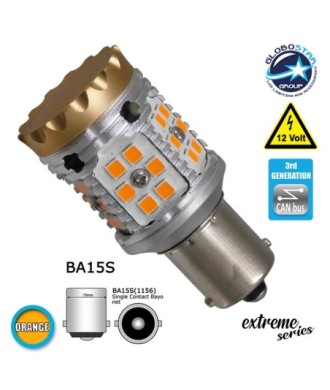 GloboStar® 1156 - BA15S - P21W 81233 Λάμπα Αυτοκίνητου LED Extreme Series Can-Bus 3ης Γενιάς με βάση 1156 28W 12v Πορτοκαλί για Φλας GloboStar
